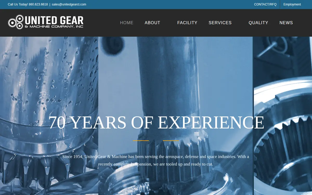 Homepage of United Gear and Machine Co, INC
