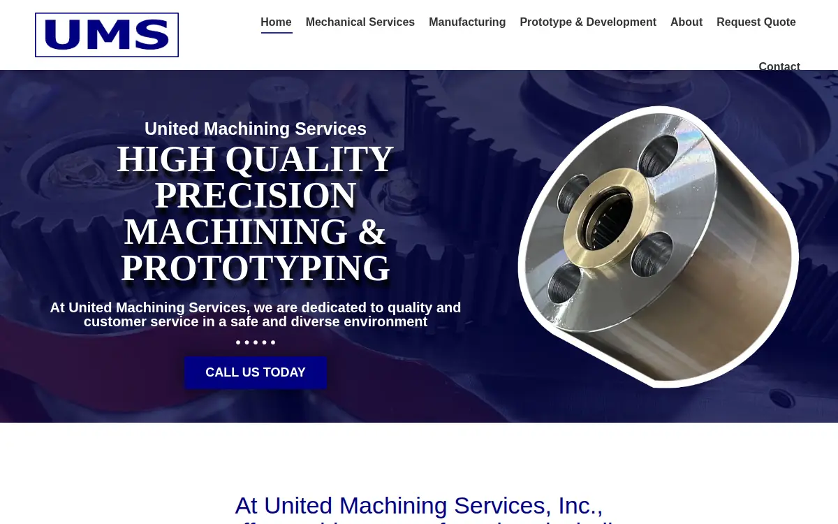 Homepage of United Machining Services INC