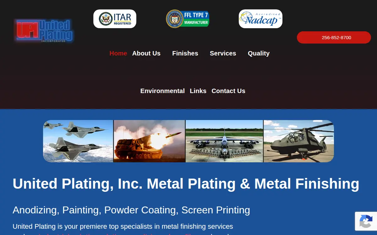 Homepage of United Plating INC