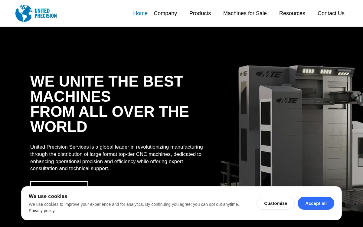 Homepage of United Precision Services, INC.