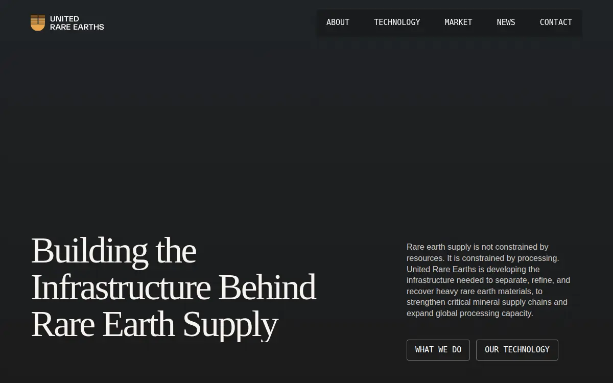 Homepage of United Rare Earths, INC