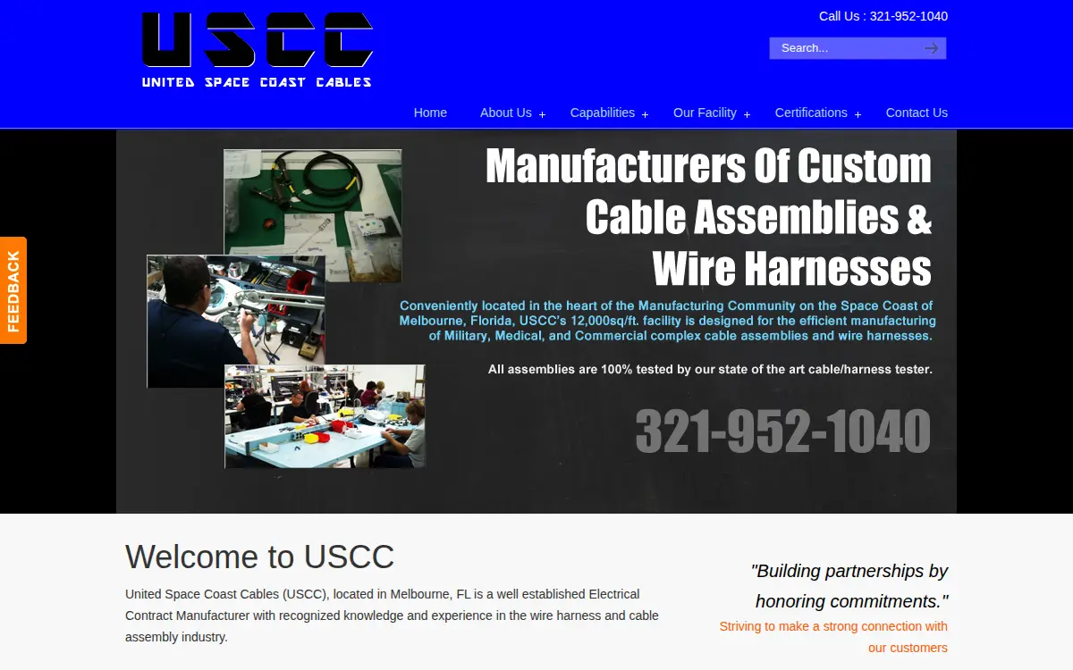 Homepage of United Space Coast Cables, INC.