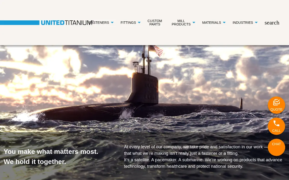 Homepage of United Titanium, LLC