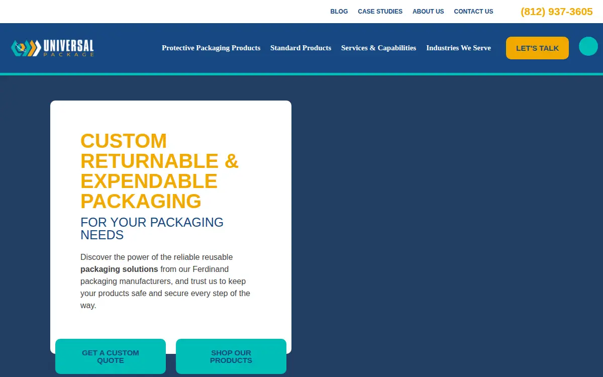 Homepage of Universal Package LLC