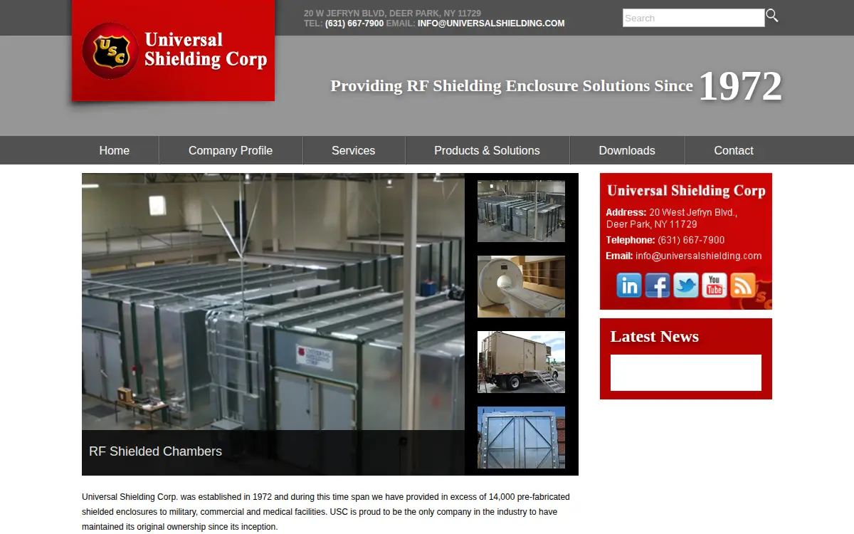 Homepage of Universal Shielding CORP.