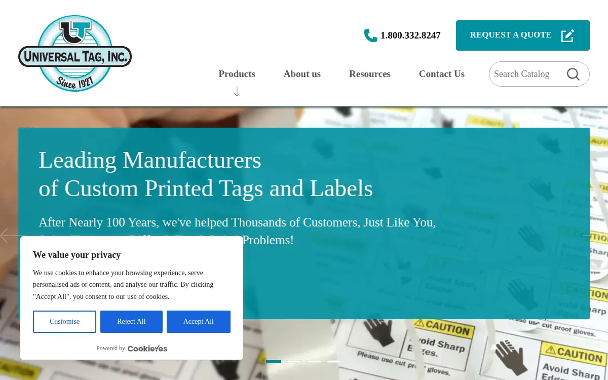 Homepage of Universal Tag, INC.