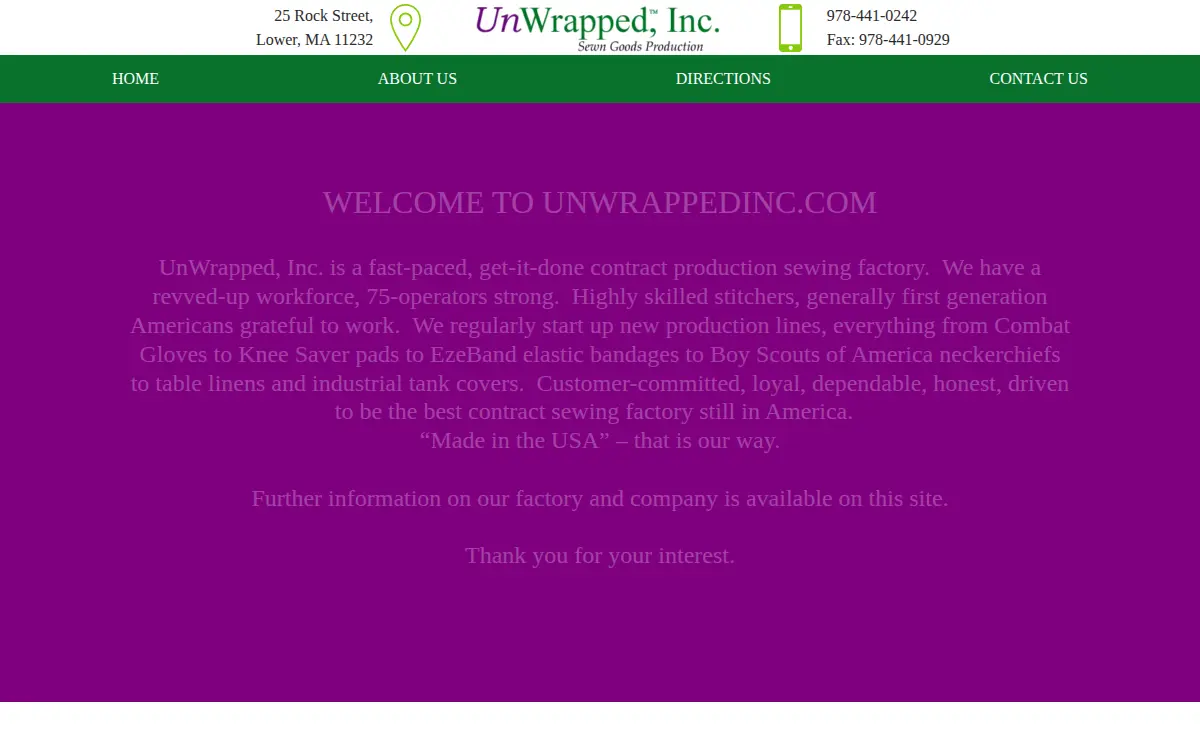 Homepage of Unwrapped, INC.