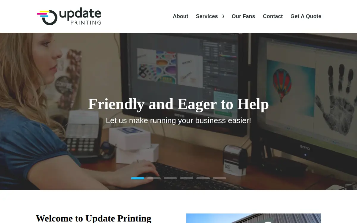 Homepage of Update Printing, INC