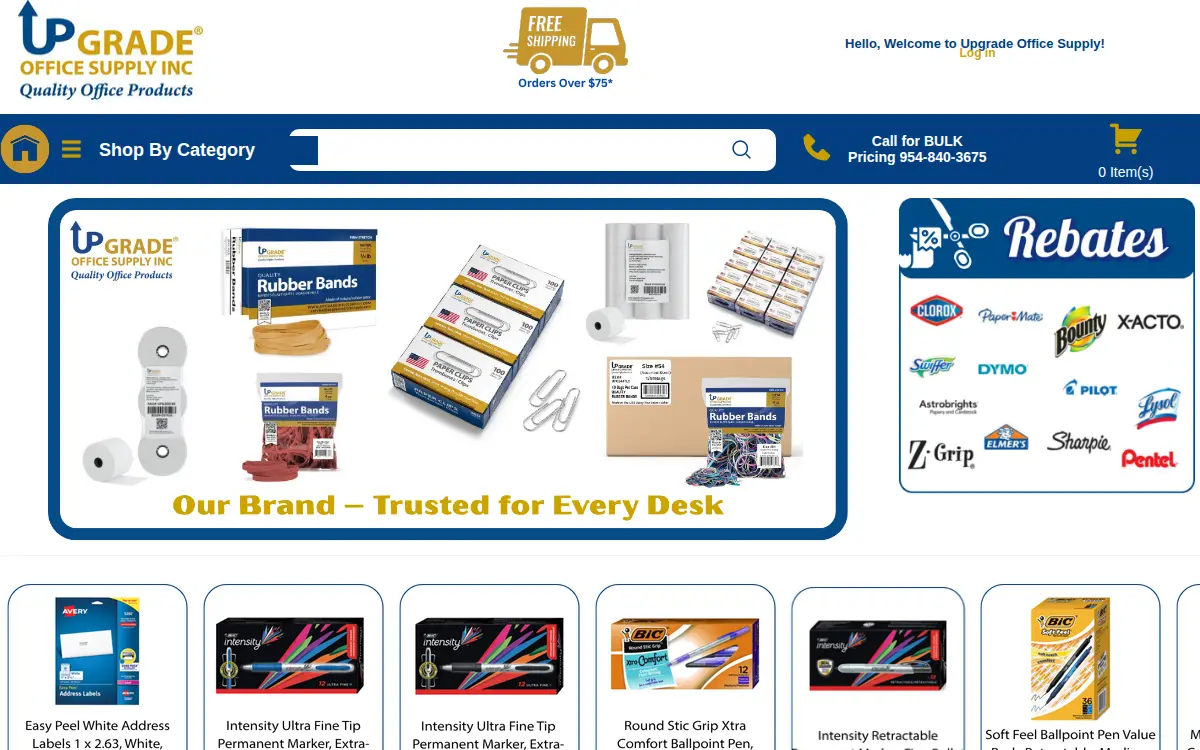 Homepage of Upgrade Office Supply INC.