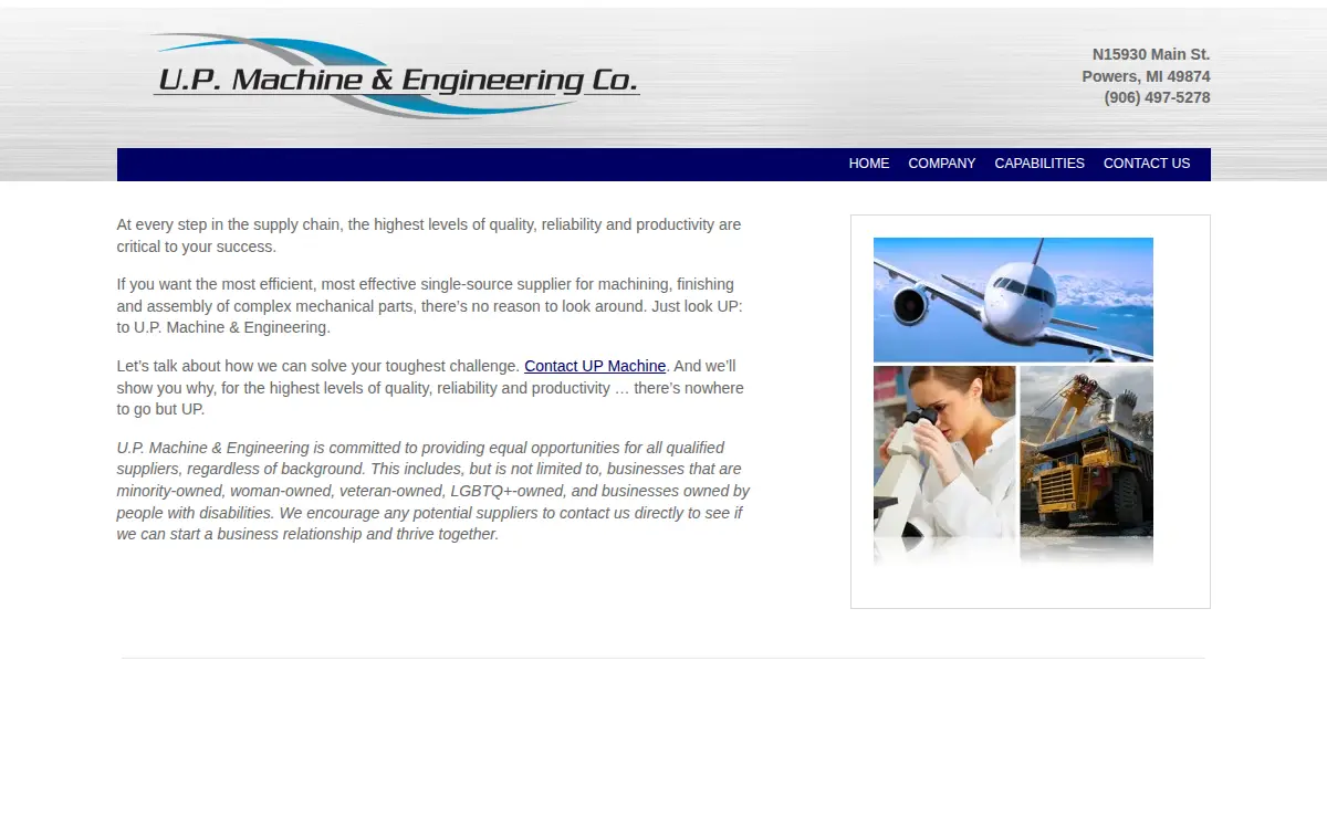 Homepage of U. P. Machine & Engineering CO.