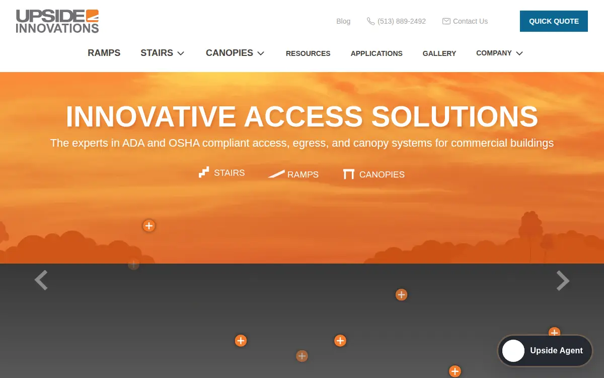 Homepage of Upside Innovations LLC