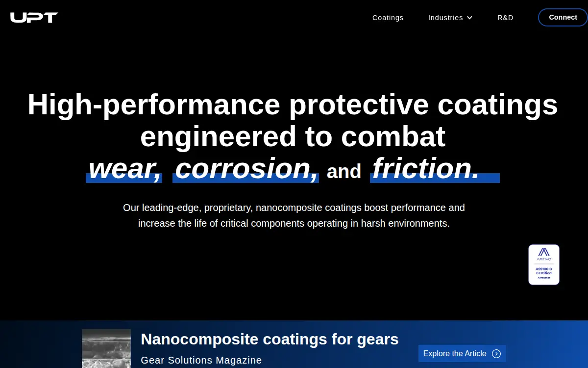 Homepage of United Protective Technologies, LLC