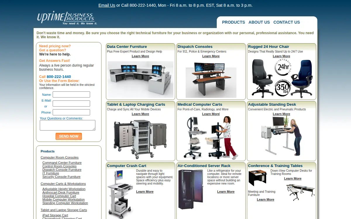 Homepage of Uptime Business Products L.l.c