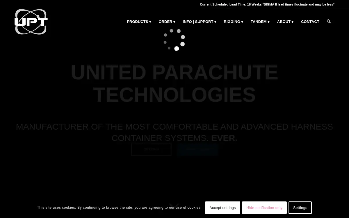 Homepage of Uninsured United Parachute Technologies, LLC