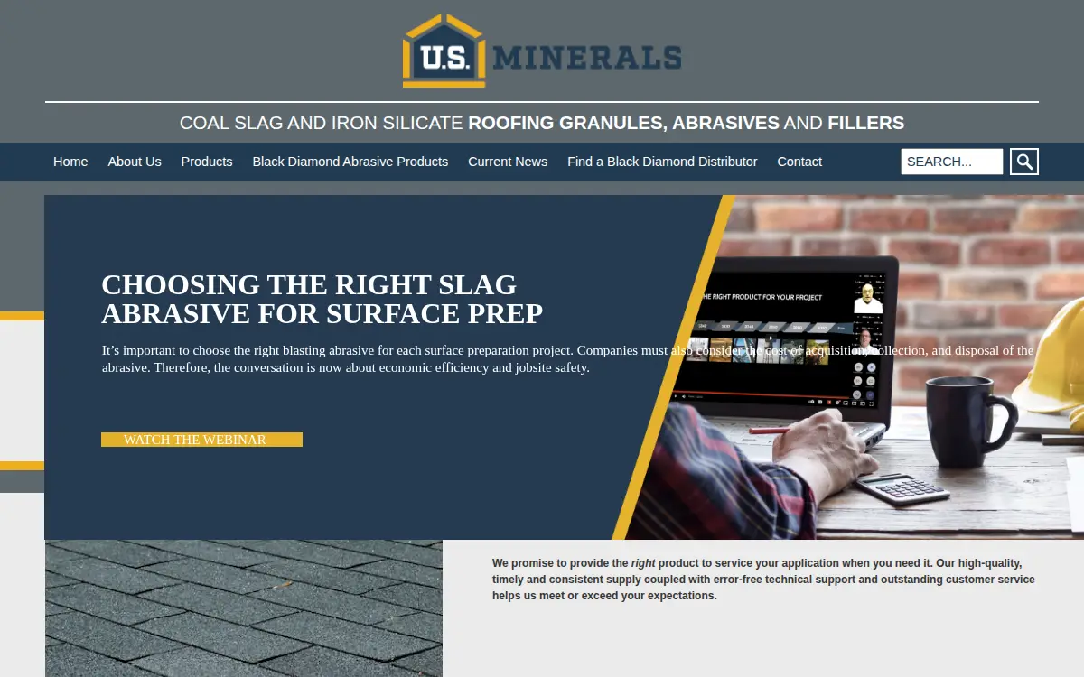 Homepage of US Minerals LLC