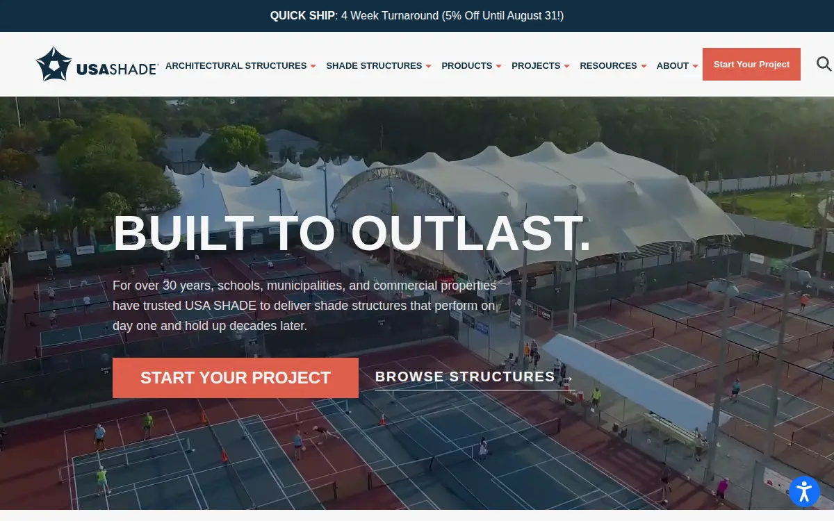 Homepage of Shade Structures, INC