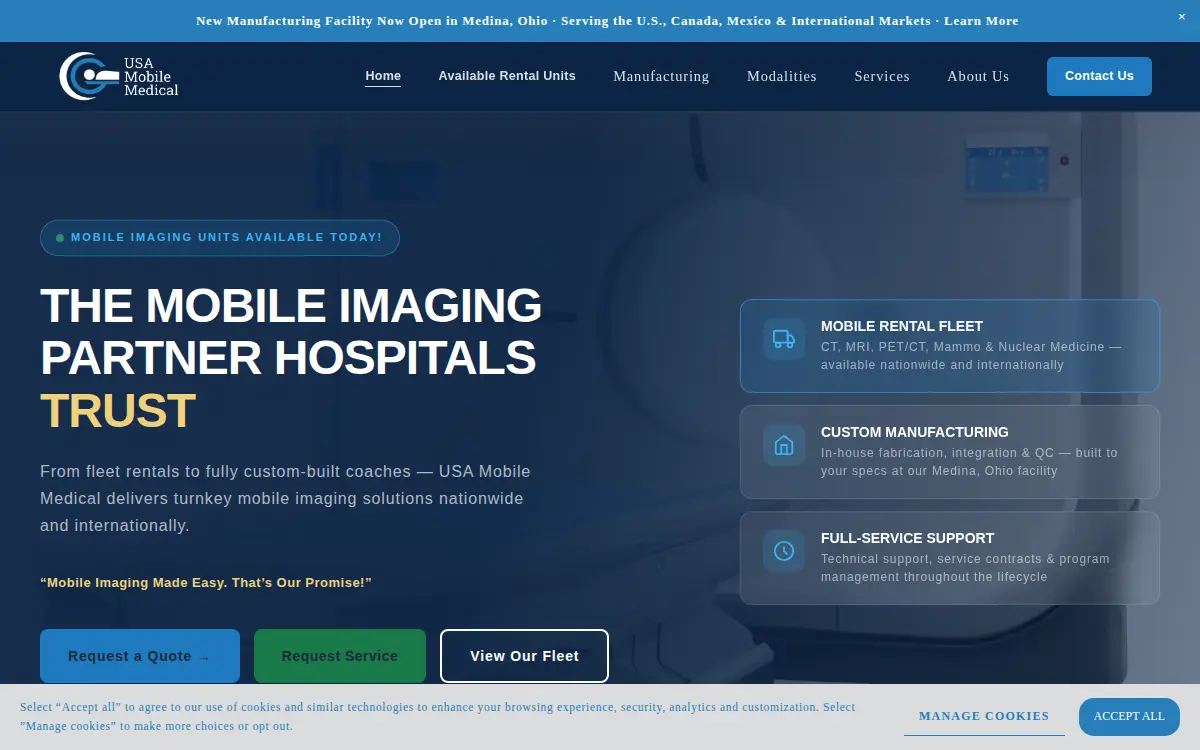 Homepage of USA Mobile Medical LLC