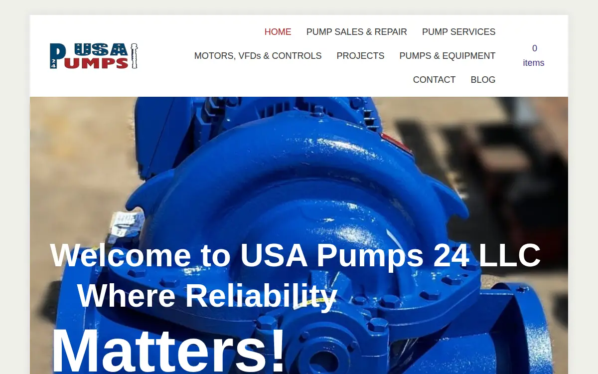 Homepage of USA Pumps 24 Limited Liability Company