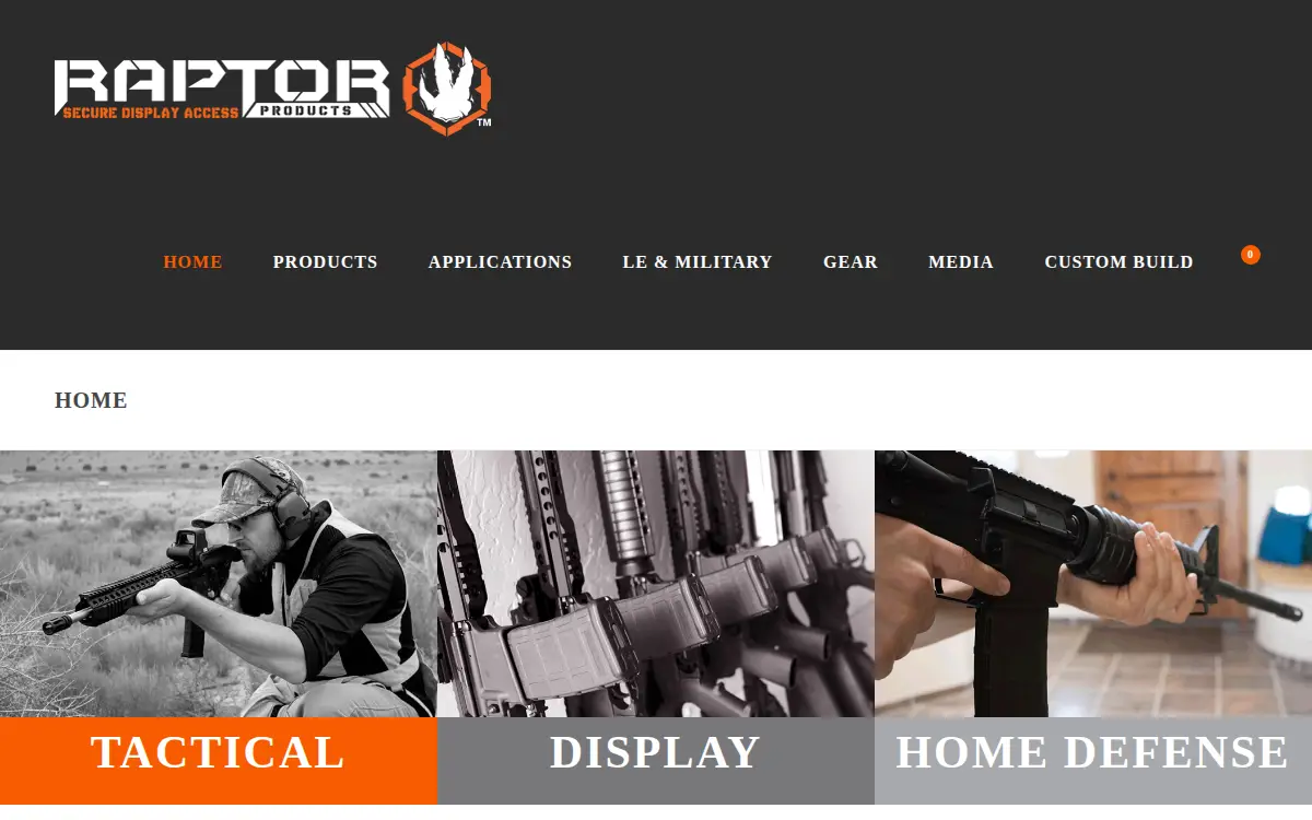 Homepage of Raptor Products INC