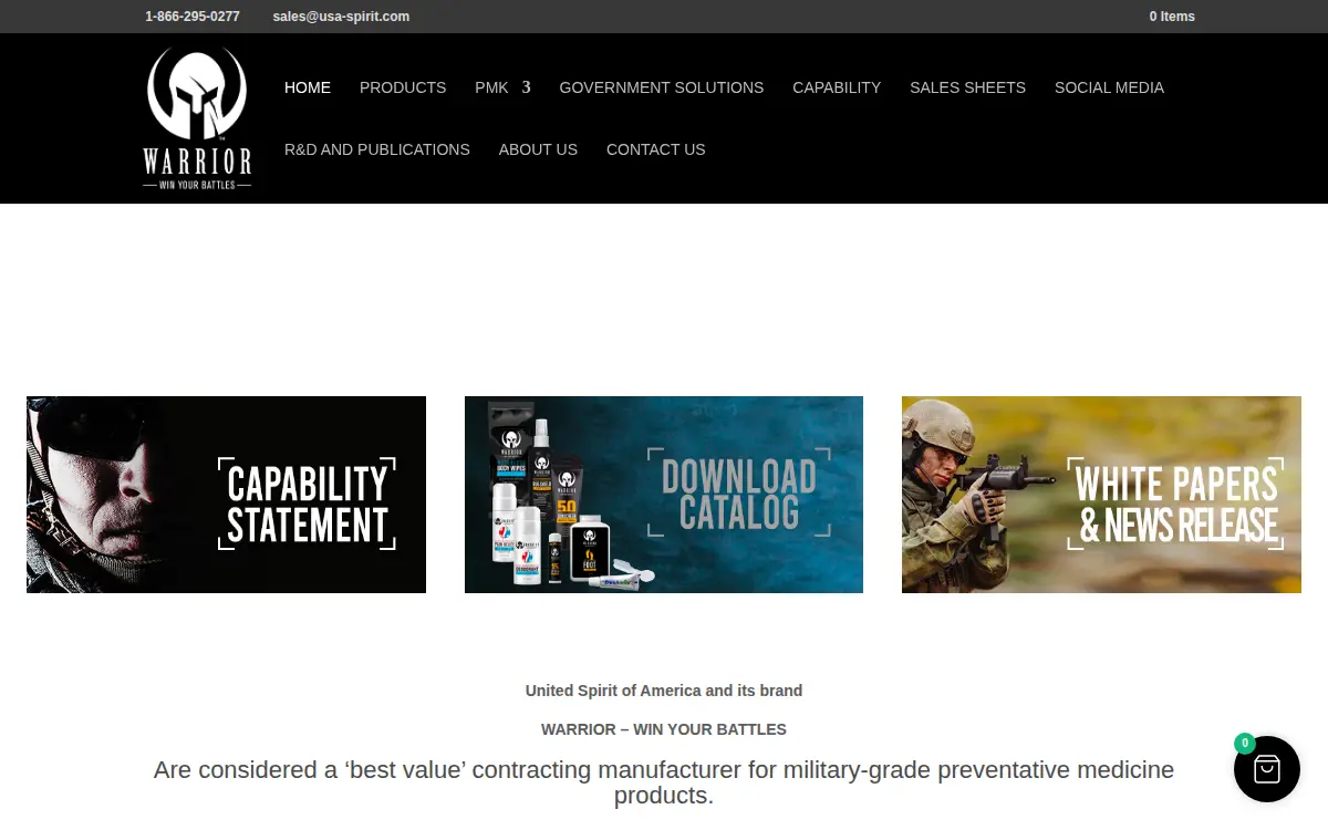 Homepage of United Spirit of America INC