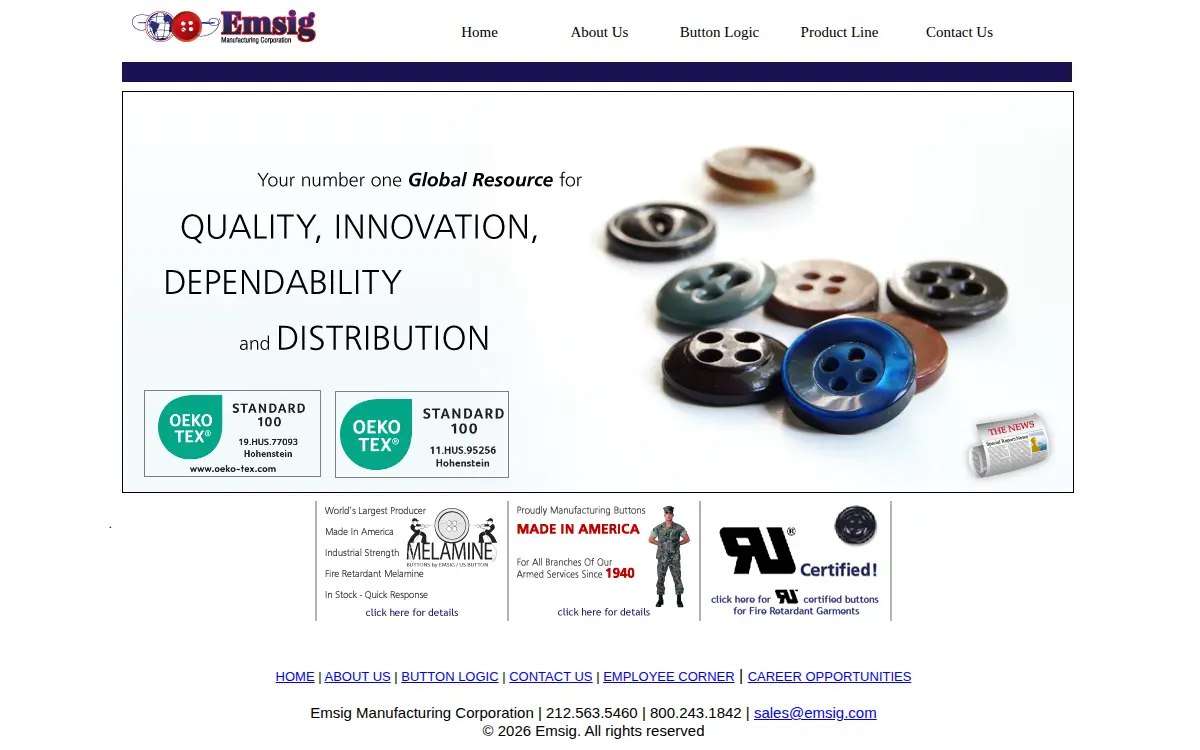 Homepage of Emsig Manufacturing CORP.