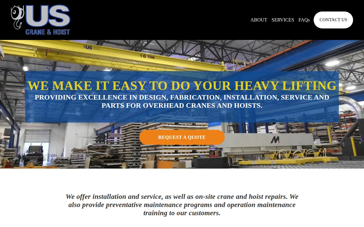 Homepage of US Crane & Hoist, INC.