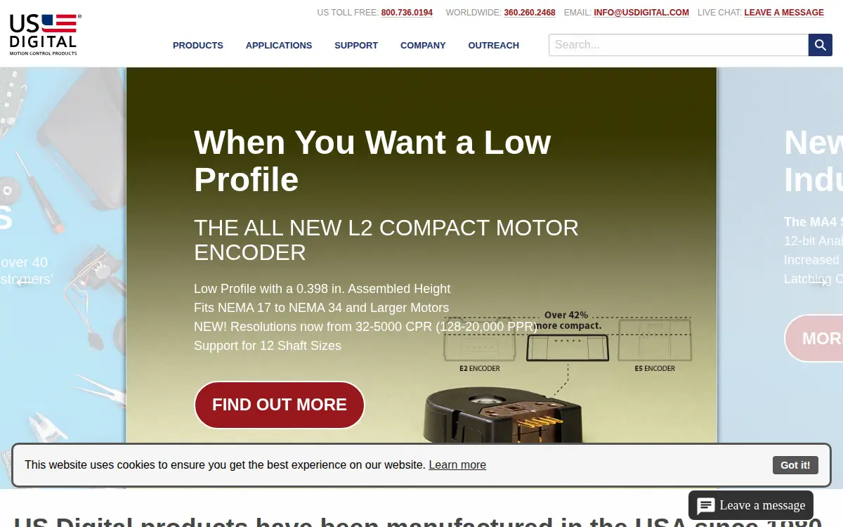 Homepage of U.s. Digital Corporation