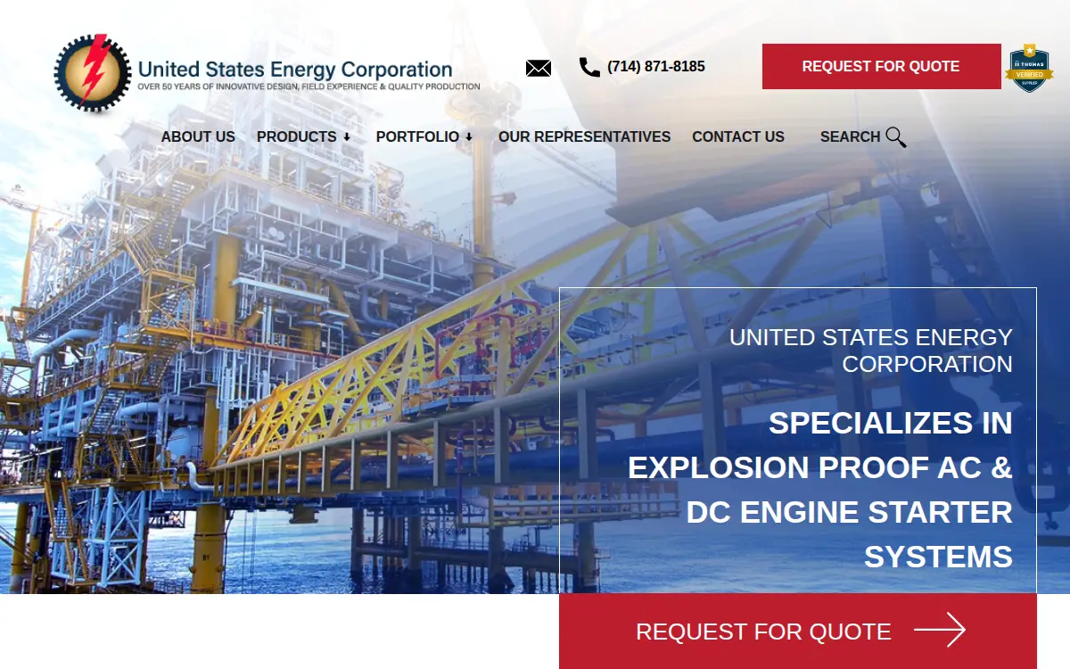 Homepage of United States Energy Corporation