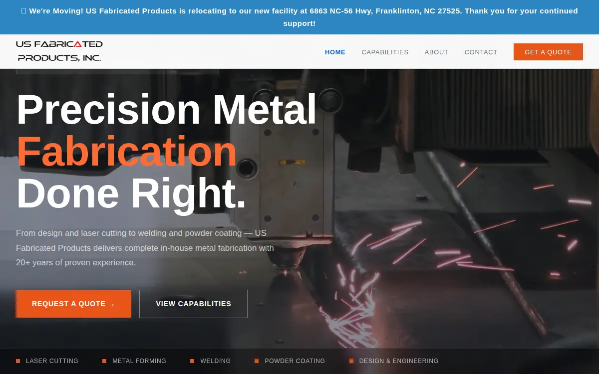 Homepage of US Fabricated Products, INC