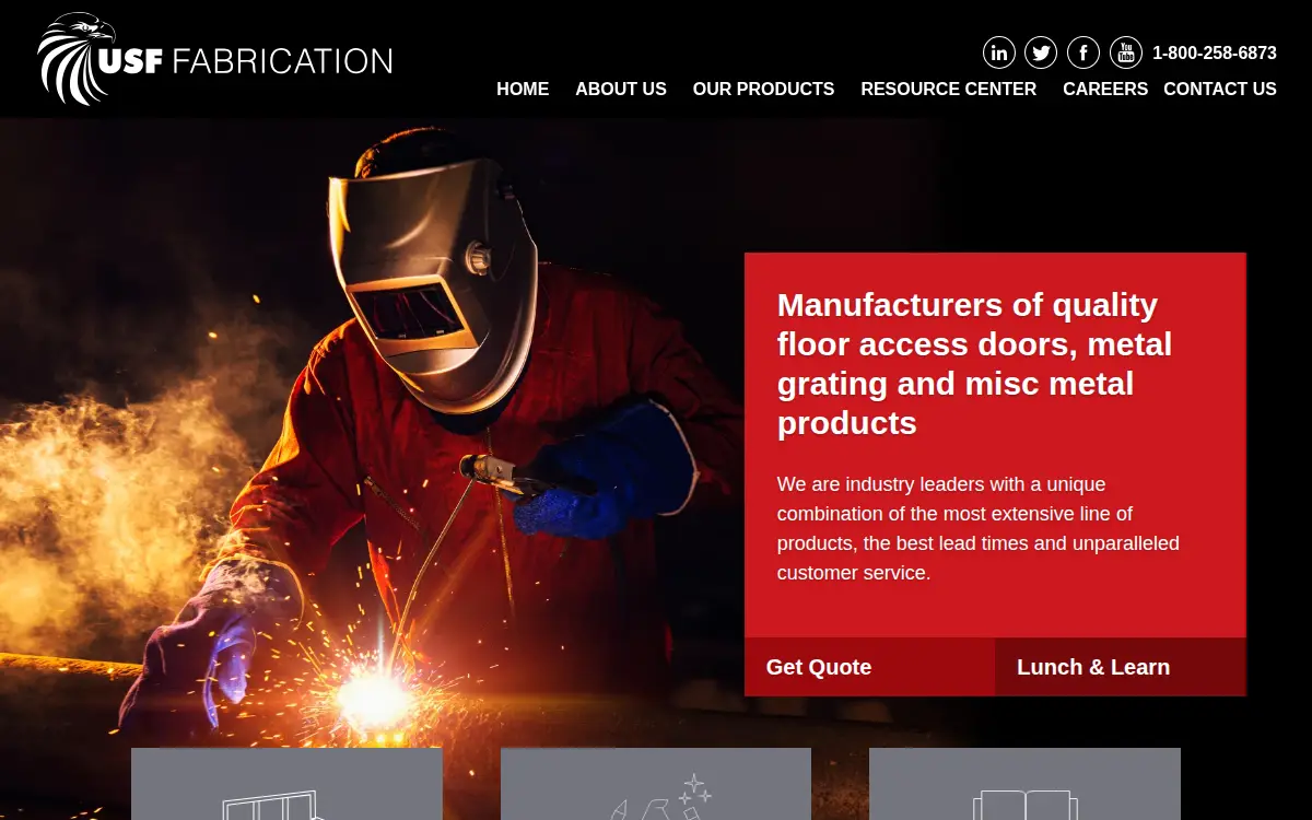 Homepage of U.s.f. Fabrication, INC.