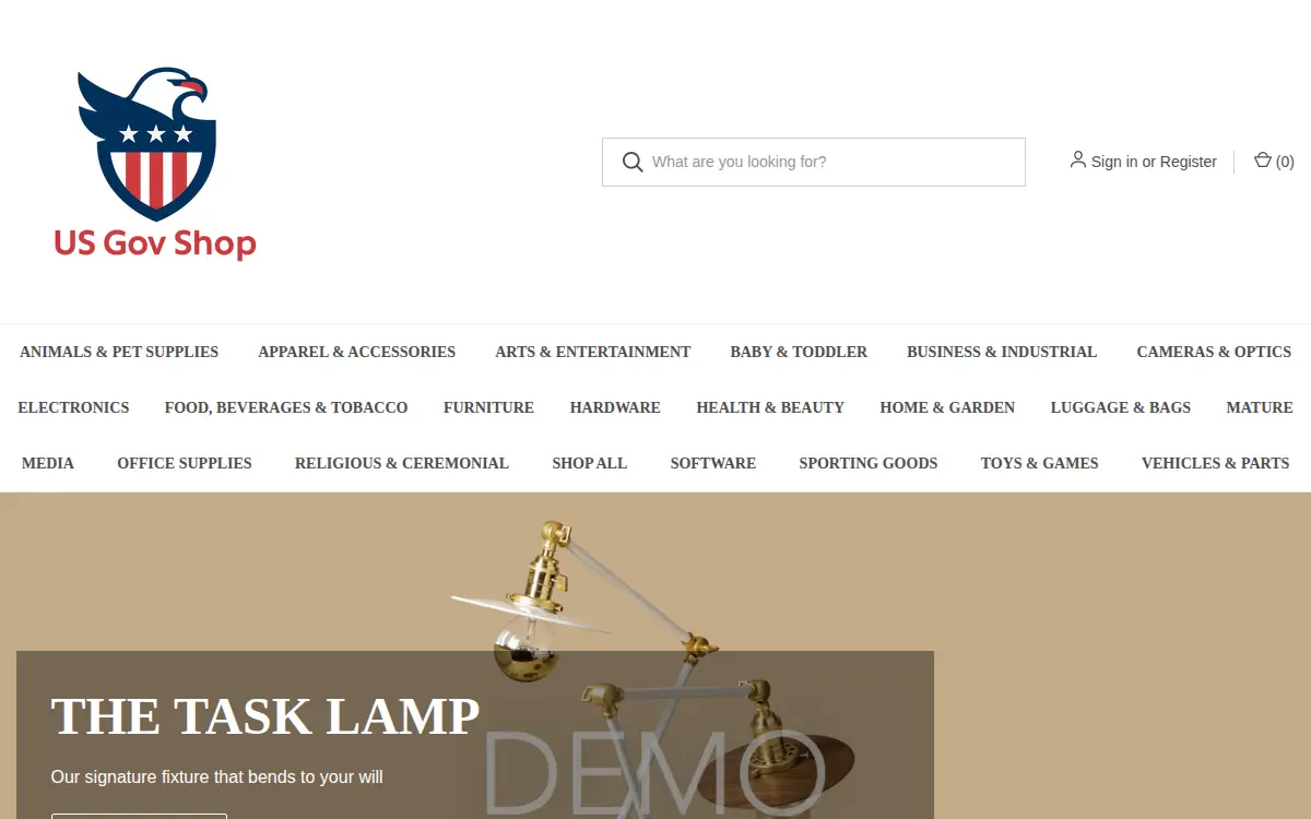 Homepage of Usgov.shop LLC
