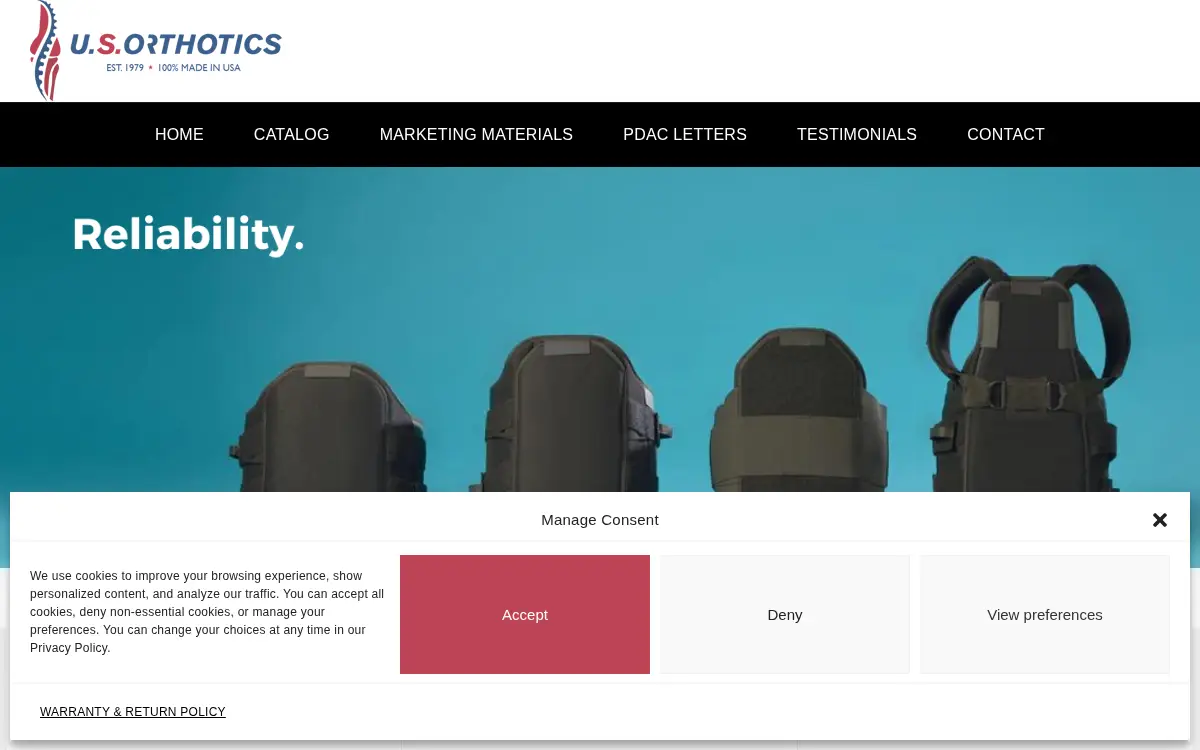 Homepage of U.s. Orthotics, INC.