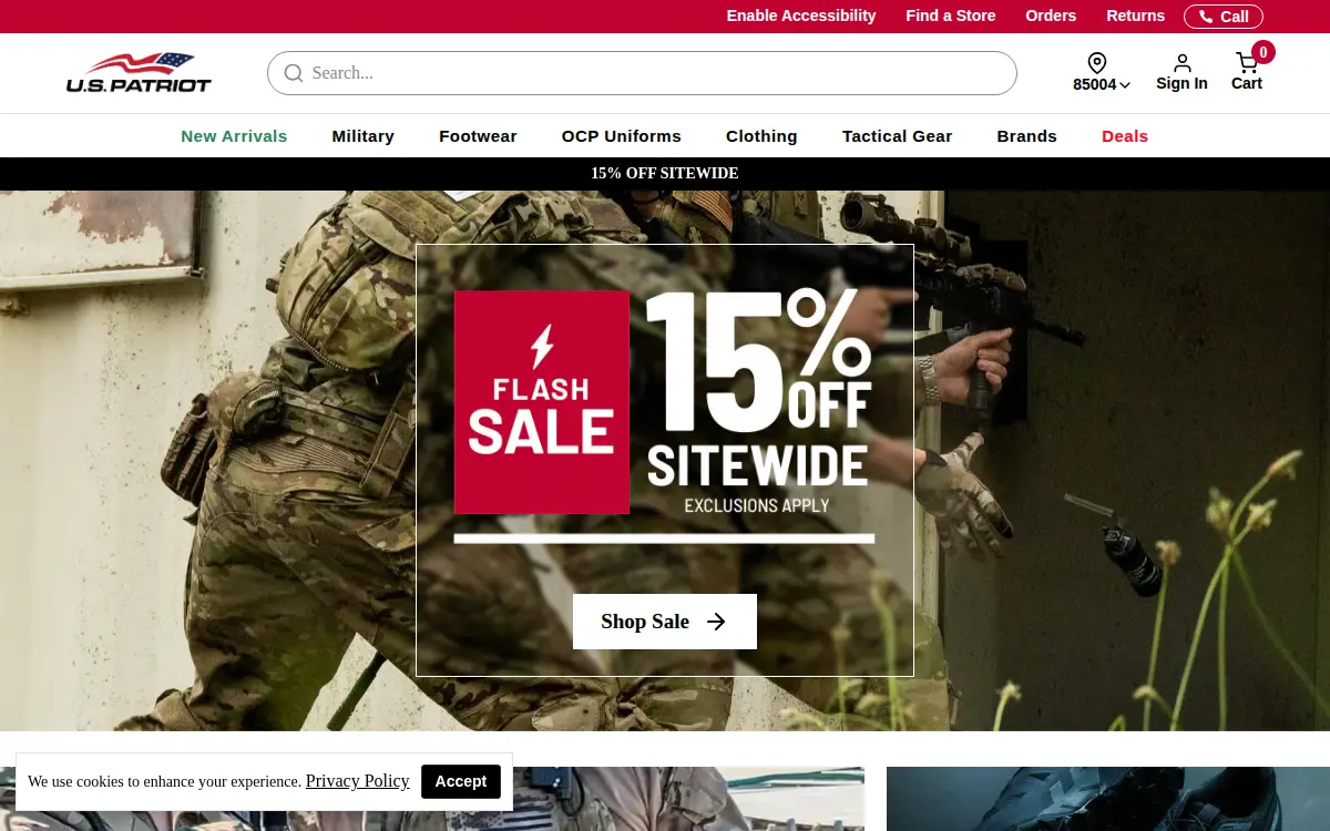 Homepage of US Patriot LLC