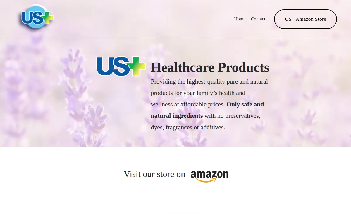 Homepage of Us+ Healthcare Products LLC