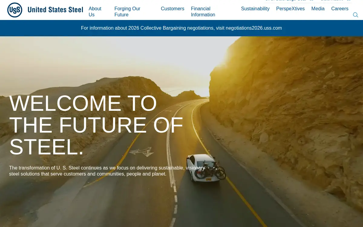 Homepage of United States Steel Corporation