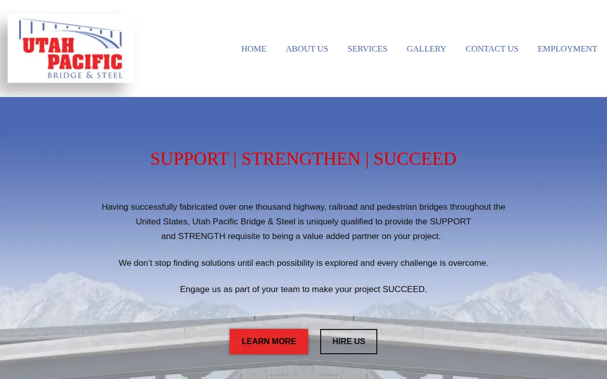 Homepage of Utah Pacific Bridge & Steel, LLC