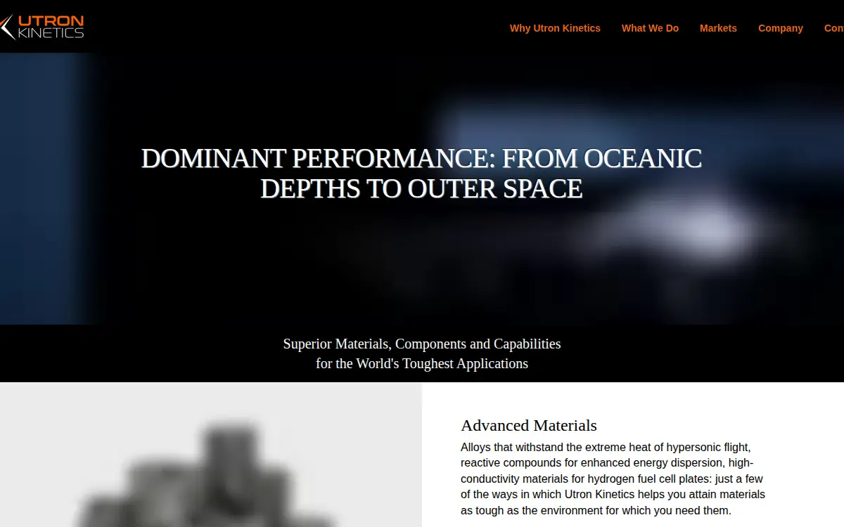 Homepage of Utron Kinetics LLC