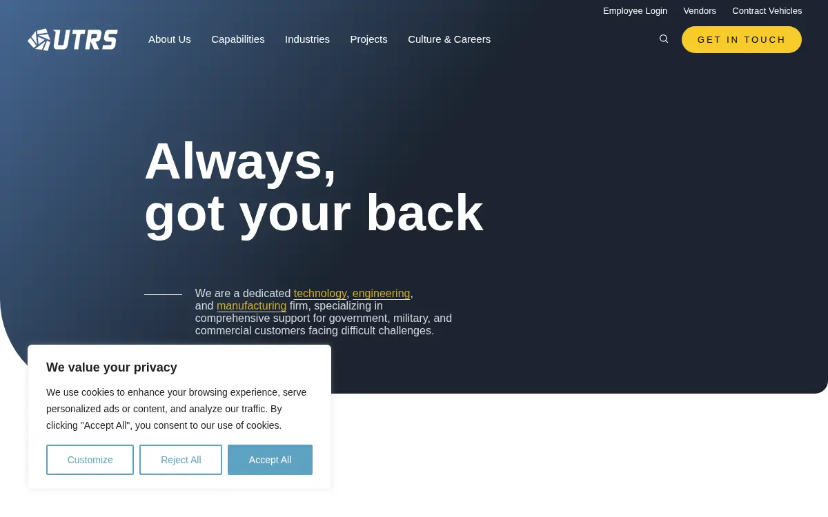 Homepage of Utrs Advanced Manufacturing LLC