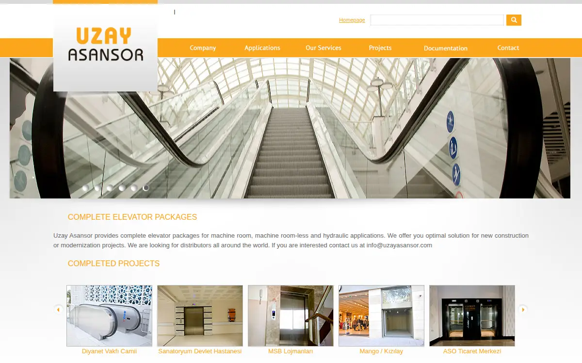 Homepage of Uzay Asansor LLC