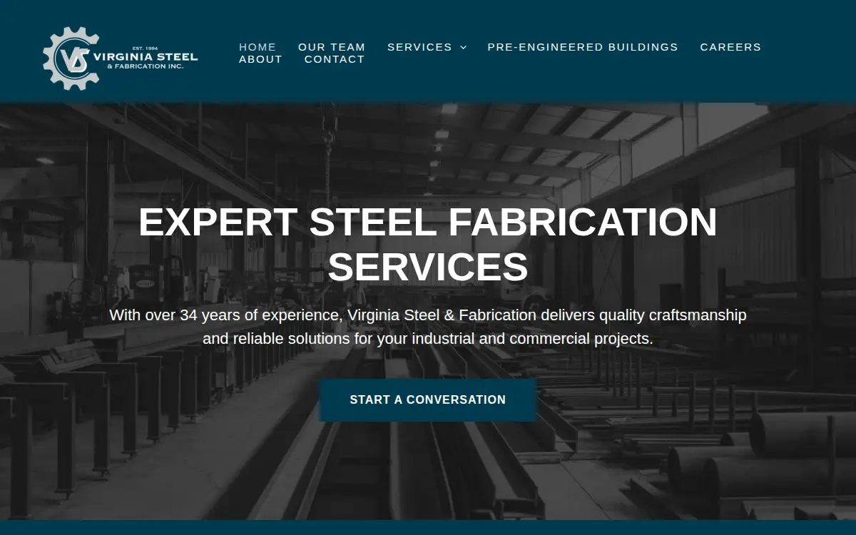 Homepage of Virginia Steel & Fabrication, INC