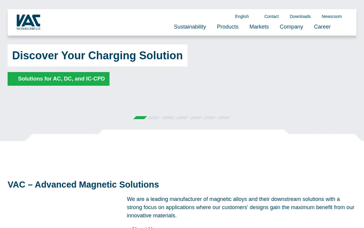 Homepage of Vac Magnetics, LLC