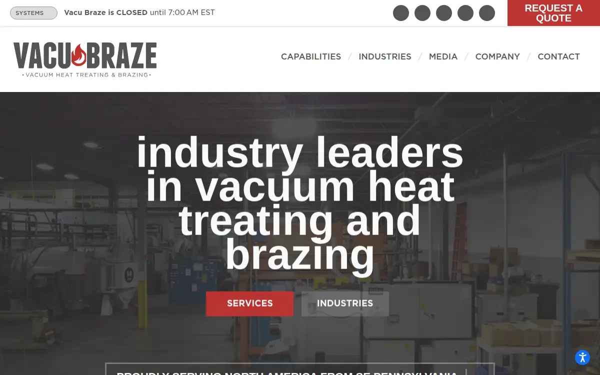 Homepage of Vacu-braze, INC