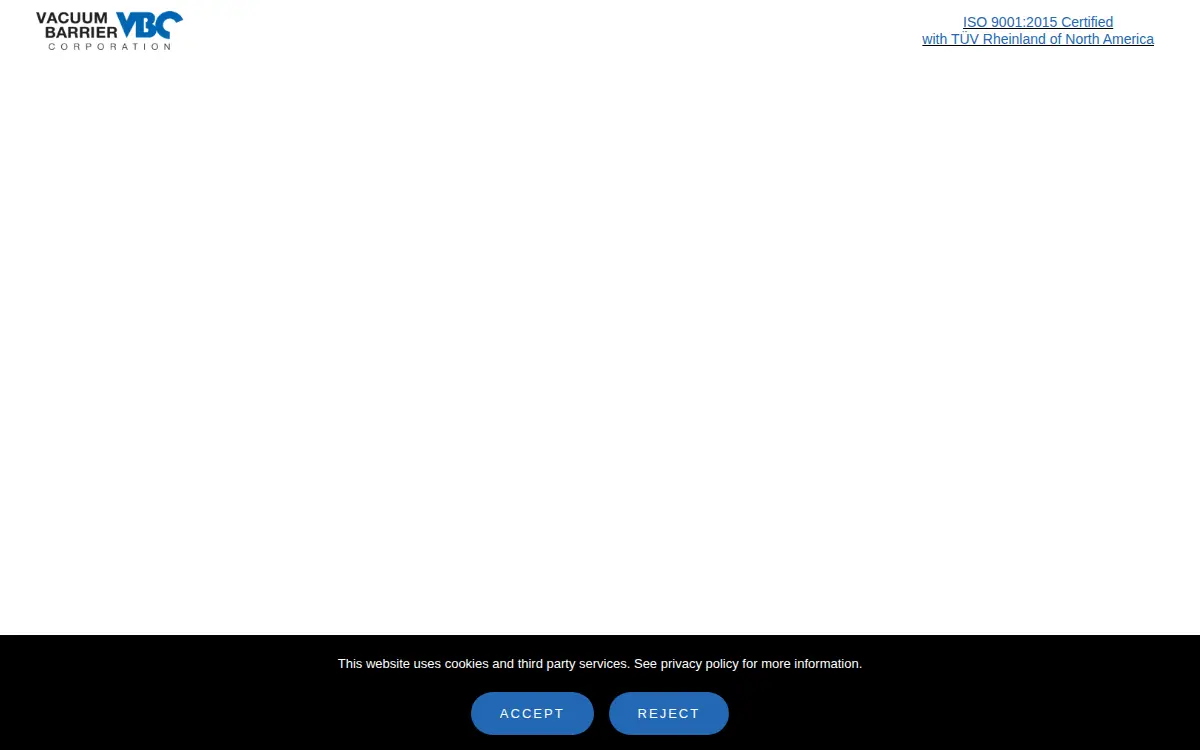 Homepage of Vacuum Barrier CORP