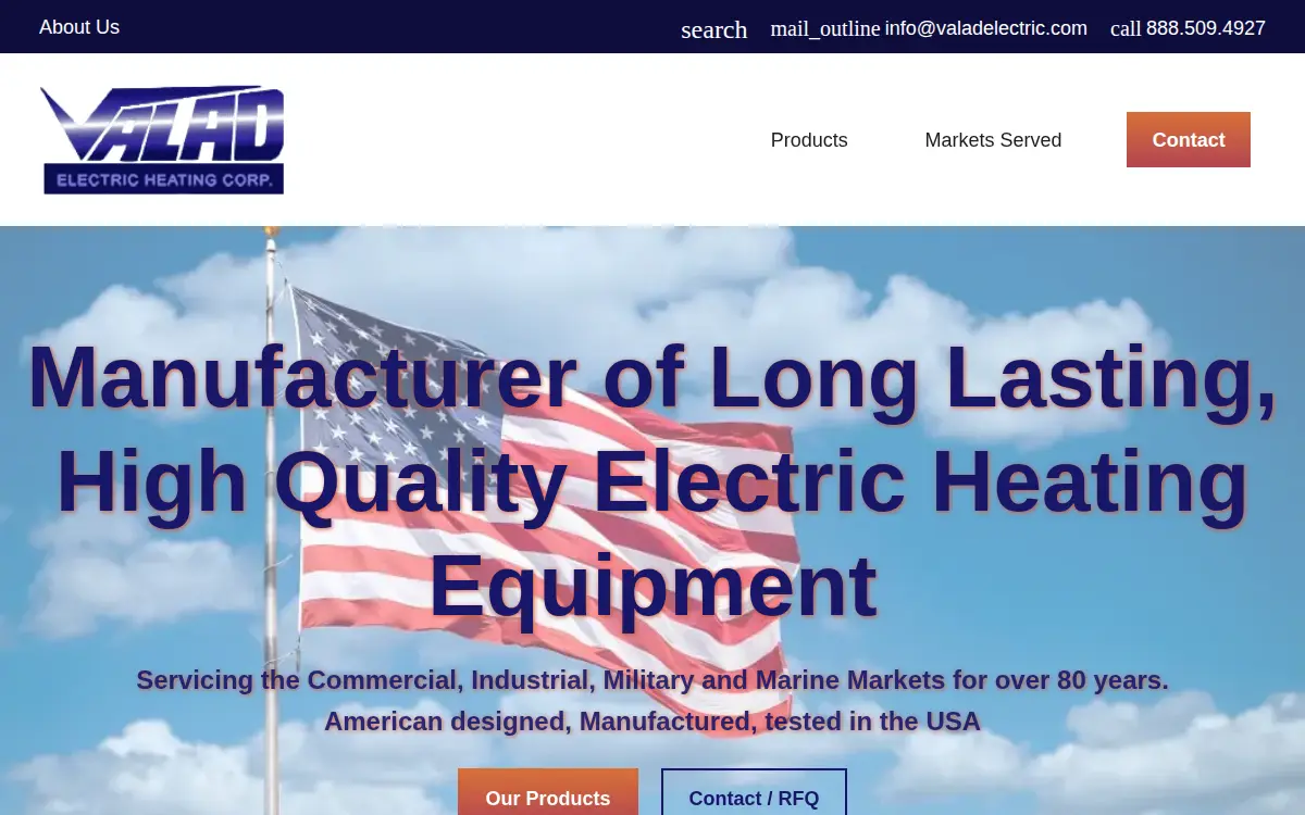 Homepage of Valad Electric Heating CORP.