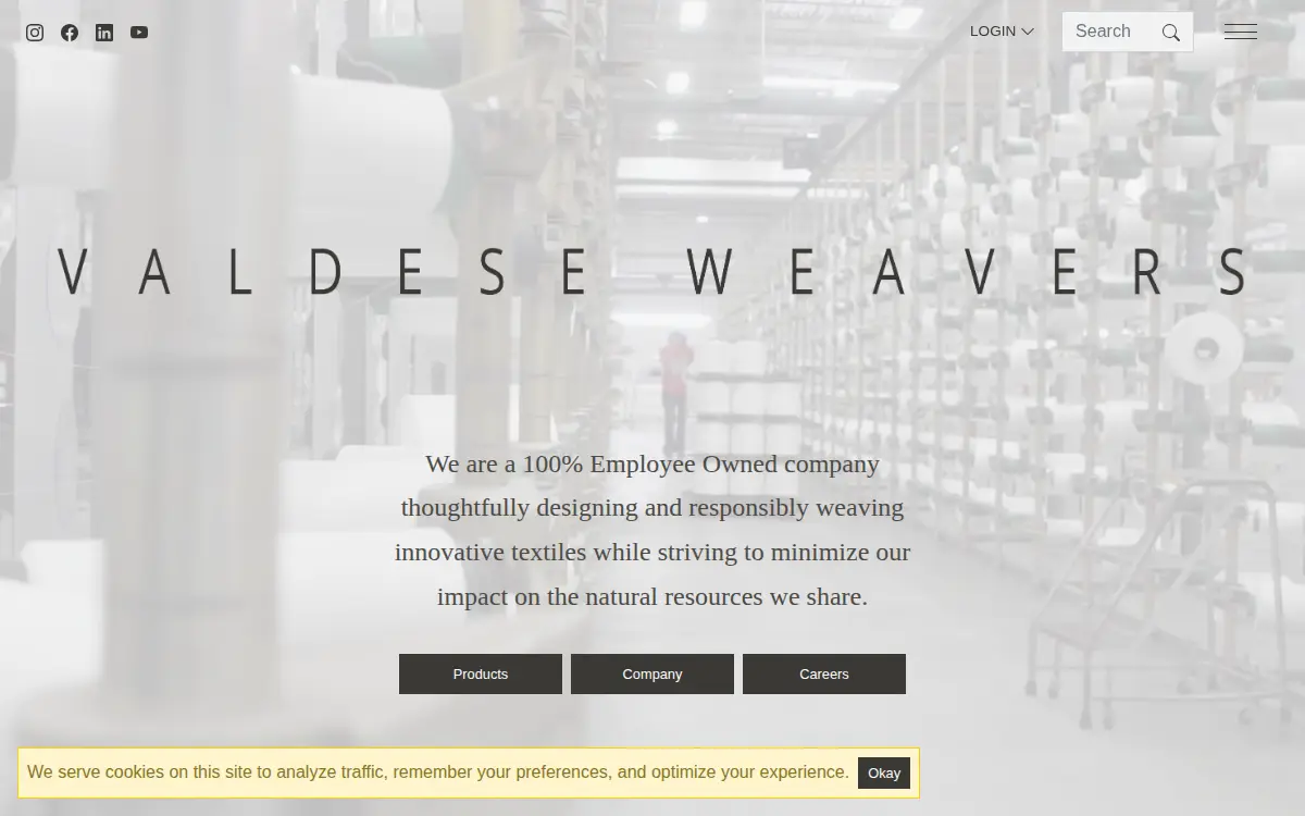Homepage of Valdese Weavers, LLC