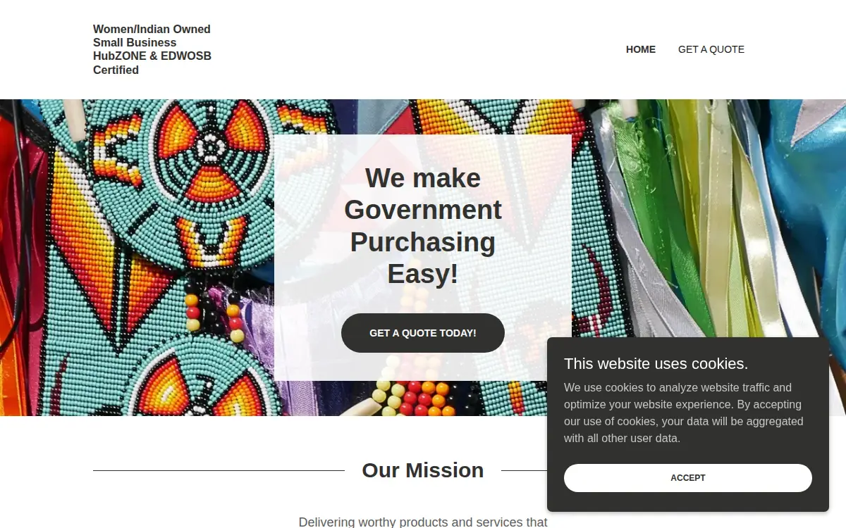 Homepage of Valiosa LLC