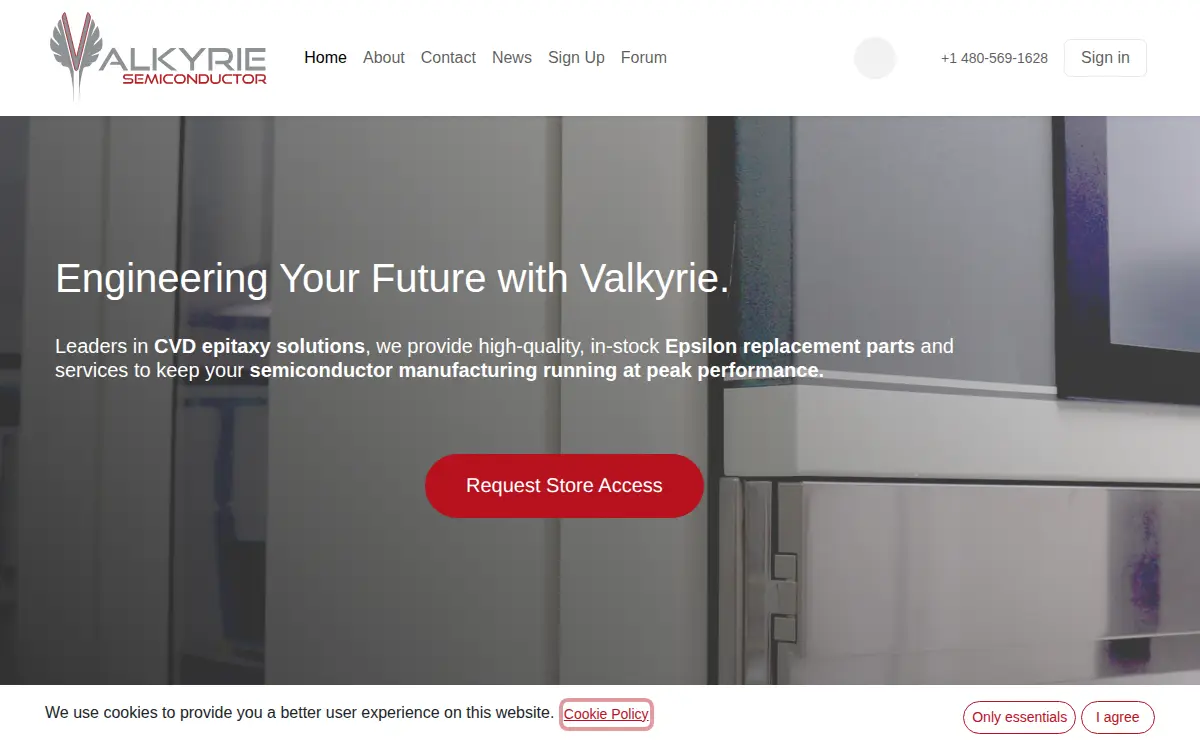 Homepage of Valkyrie Semiconductor, LLC