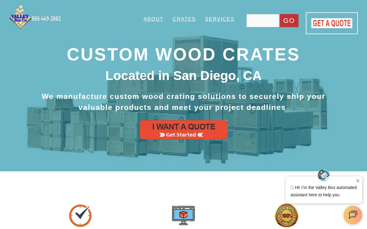 Homepage of Valley Box CO INC