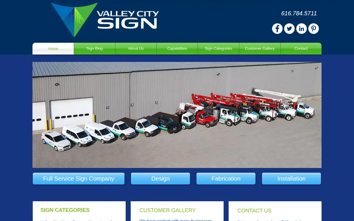 Homepage of Valley City Sign Company