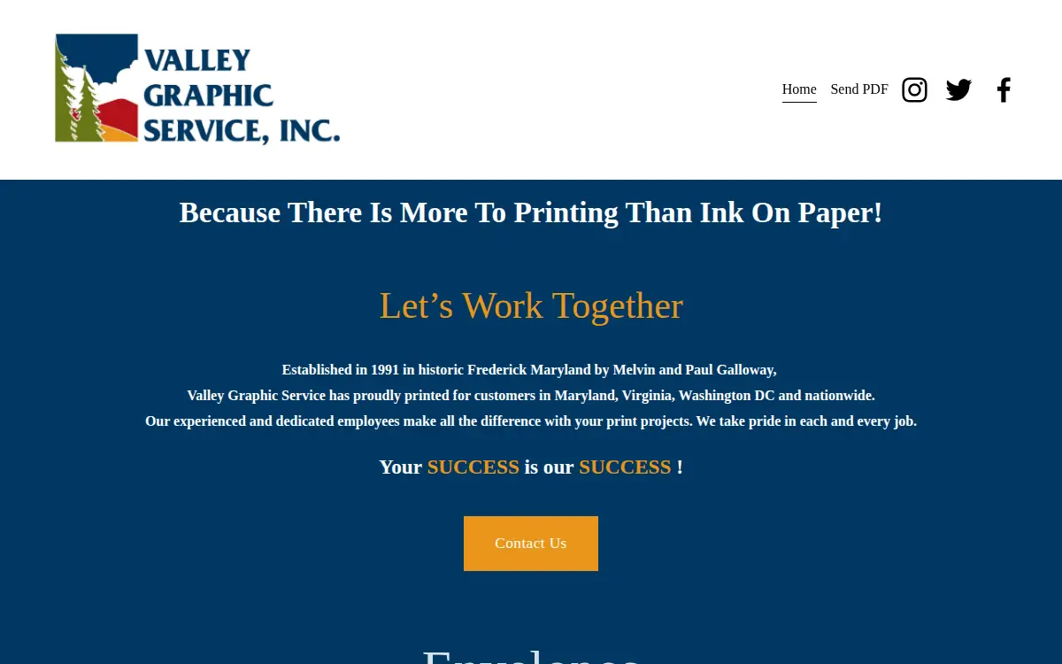 Homepage of Valley Graphic Service, INC.